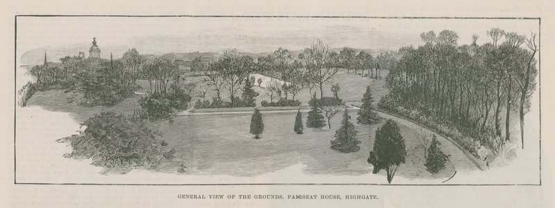 Den nye offentlige parken ved Highgate: generell utsikt over eiendommen, Fairseat House, Highgate av English School