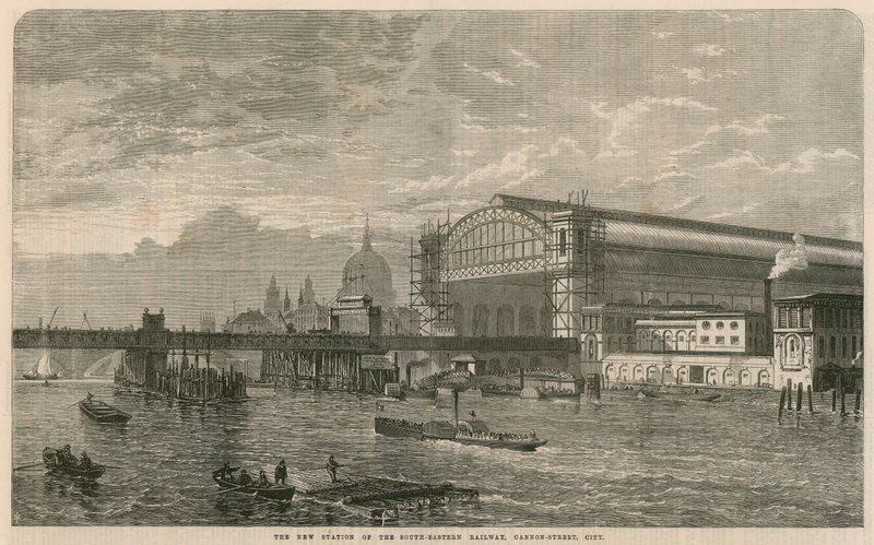 Den nye stasjonen til South-Eastern Railway, Cannon Street, London av English School