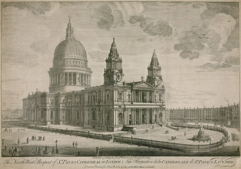 Nordvest-prospektet til St Pauls Cathedral i London av English School
