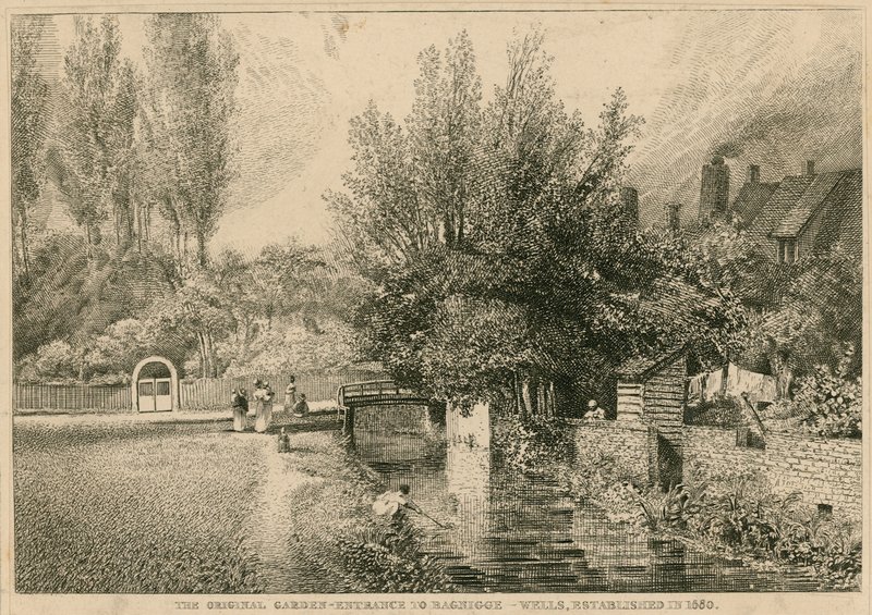 Den opprinnelige hageinngangen til Bagnigge Wells, etablert i 1680 av English School