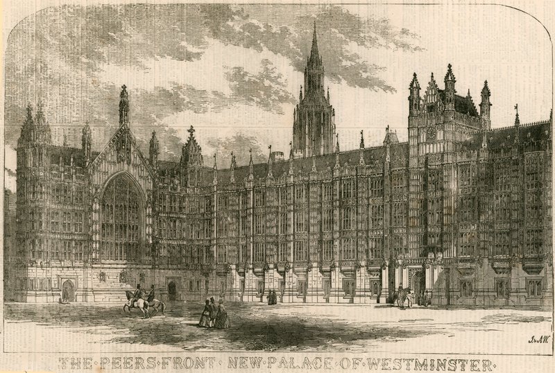 Peers-fronten, nye Palace of Westminster, London av English School