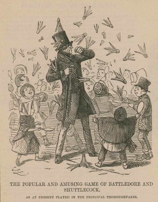 Det populære og morsomme spillet Battledore og Shuttlecock av English School