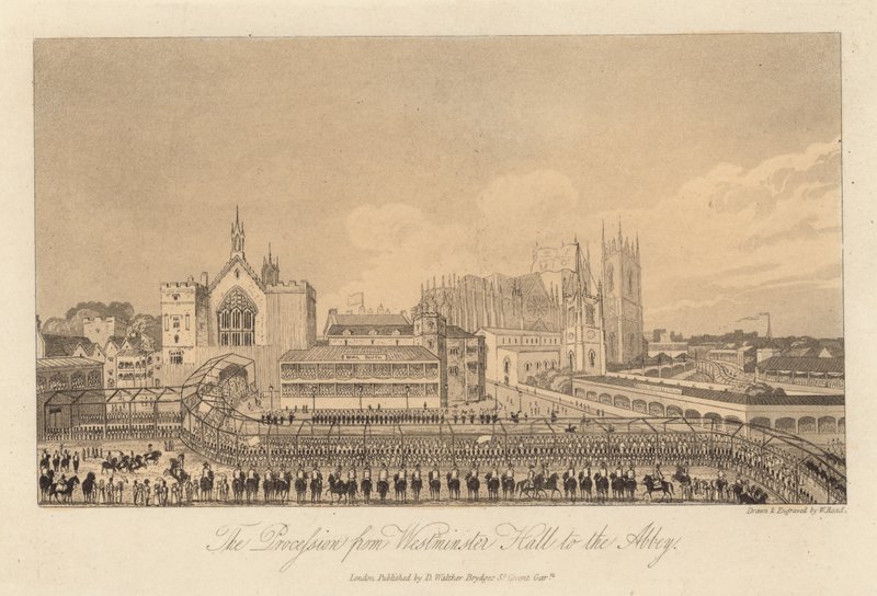 Prosesjonen fra Westminster Hall til Abbey av English School