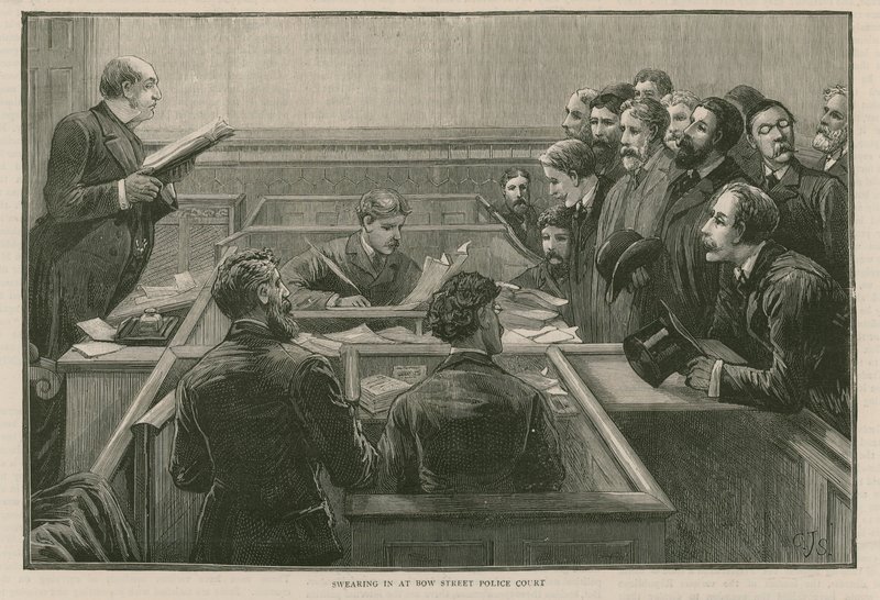 Det nylige opprøret i London: Banning ved Bow Street Police Court av English School