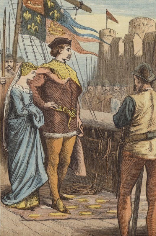 Relieffet av Acre av Prince Edward (farget gravering) av English School