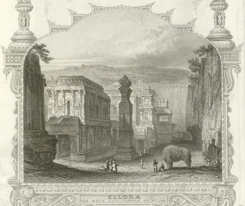 The rock cut Temple of Kailah, Ellora, India  av English School