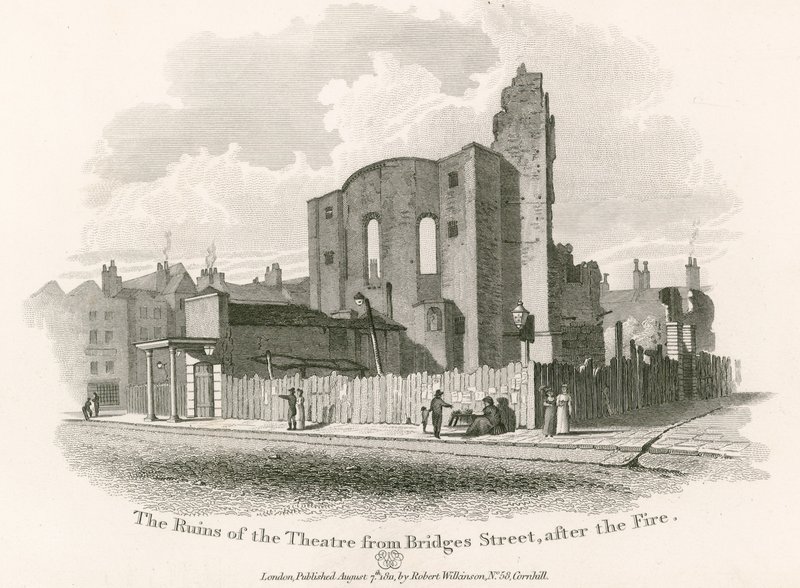Ruinene av Royal Theatre, Drury Lane, fra Bridges Street av English School