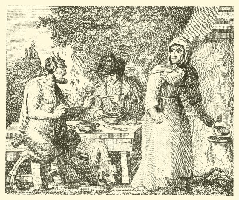 Satyren og den reisende (gravering) av English School