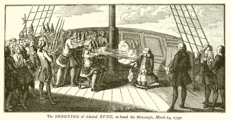 Skytingen av admiral Byng, om bord på Monarque, 14. mars 1757 av English School
