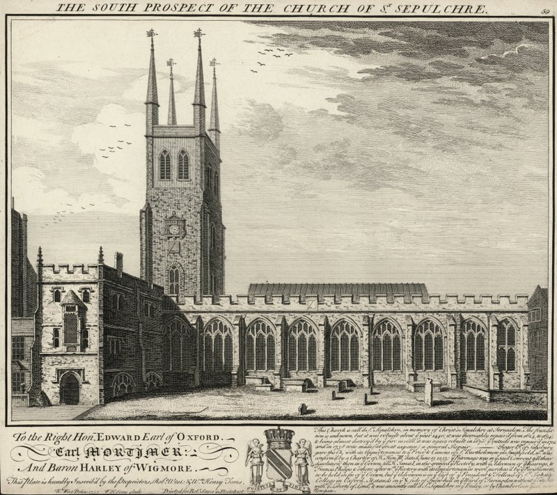 Den sørlige utsikten til Church of St Sepulcher av English School
