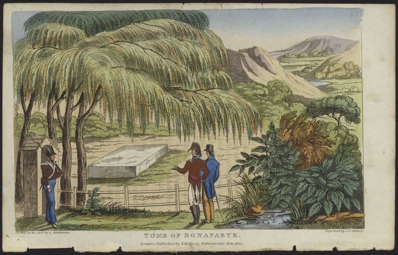 Graven til Napoleon Bonaparte på St Helena (fargegravering) av English School