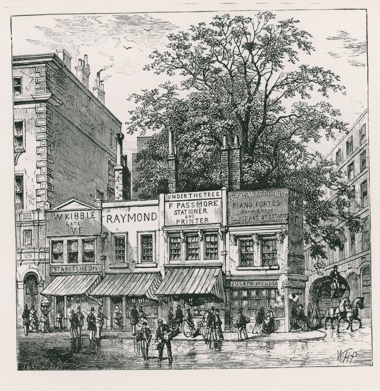 Treet på hjørnet av Wood Street, London av English School
