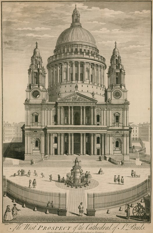 Vestprospektet til Cathedral of St Pauls, London av English School