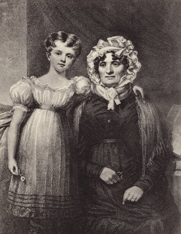 Enken og barnebarnet til Robert Burns av English School