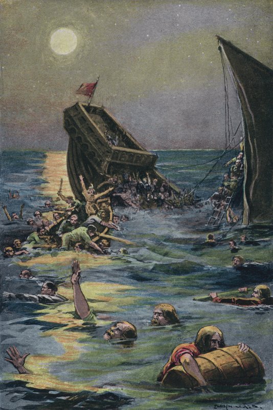 Vraket av det hvite skipet som frakter den eneste sønnen til kong Henry I av England, utenfor kysten av Normandie av English School