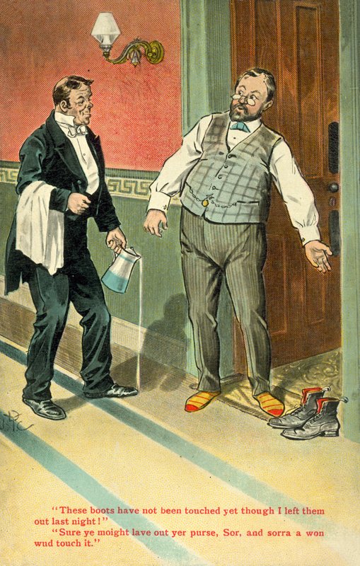 Disse støvlene (farge litho) av English School