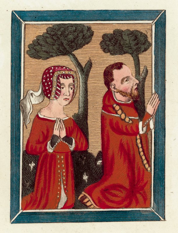 Thomas Beauchamp, Earl Of Warwick og Margaret hans kone (farget gravering) av English School