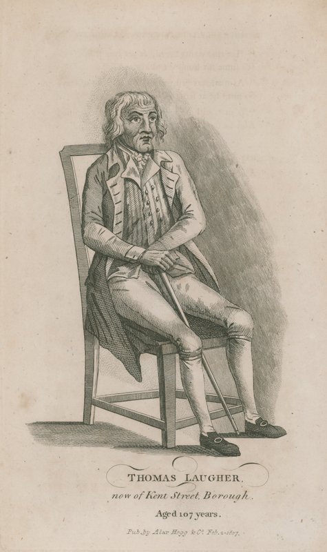 Thomas Laugher, nå fra Kent Street Borough, London, 107 år gammel av English School