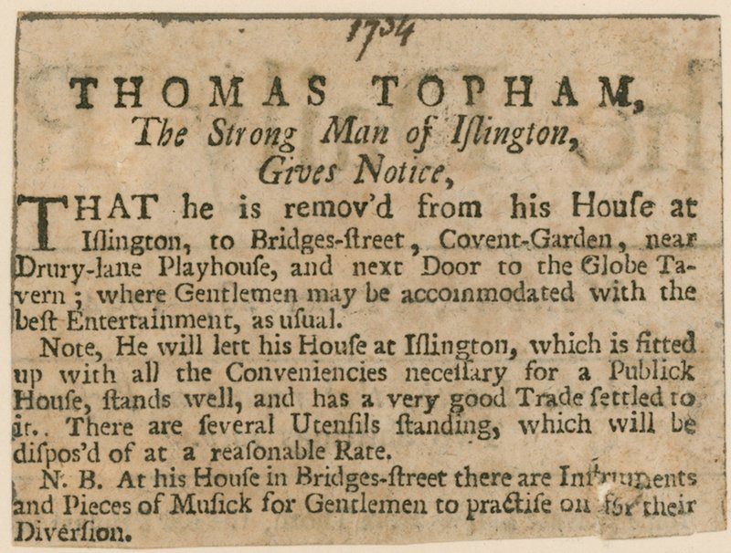 Thomas Topham, den sterke mannen i Islington av English School