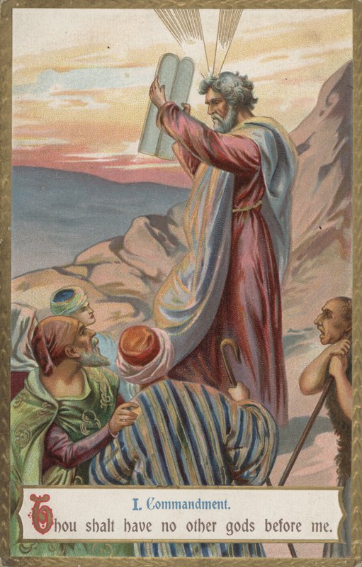 Du skal ikke ha andre guder før meg (chromolitho) av English School