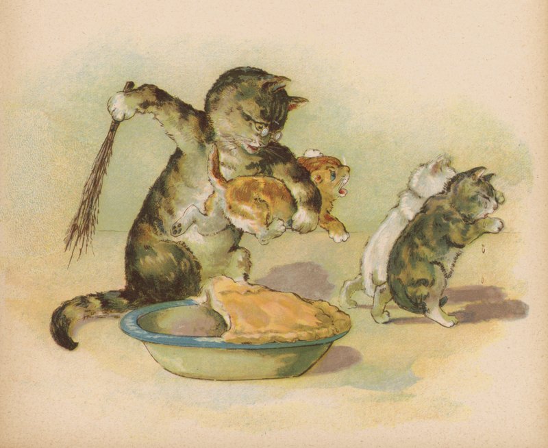 Tre små kattunger mistet vottene (chromolitho) av English School