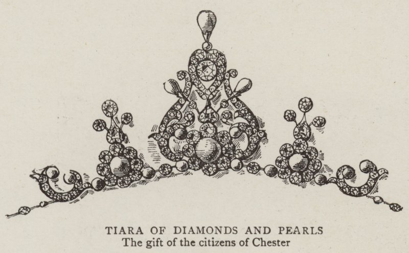 Tiara av diamanter og perler (gravering) av English School