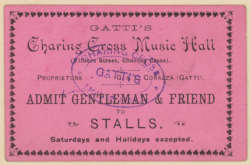 Billett til Gattis Charing Cross Music Hall av English School