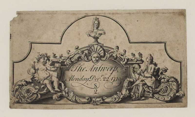 Billett til Antwerpen, 22. desember 1730 av English School