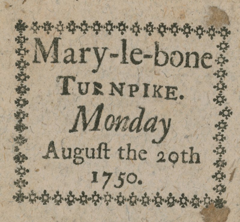 Billett til Mary-le-Bone Turnpike av English School