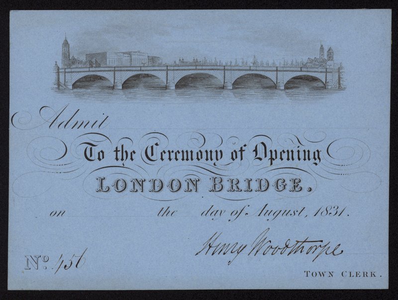 Billett til åpningen av London Bridge av English School
