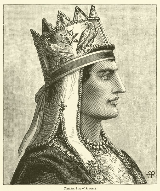 Tigranes, konge av Armenia (gravering) av English School