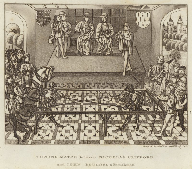 Vippekamp mellom Nicholas Clifford og John Boucmel, en franskmann av English School