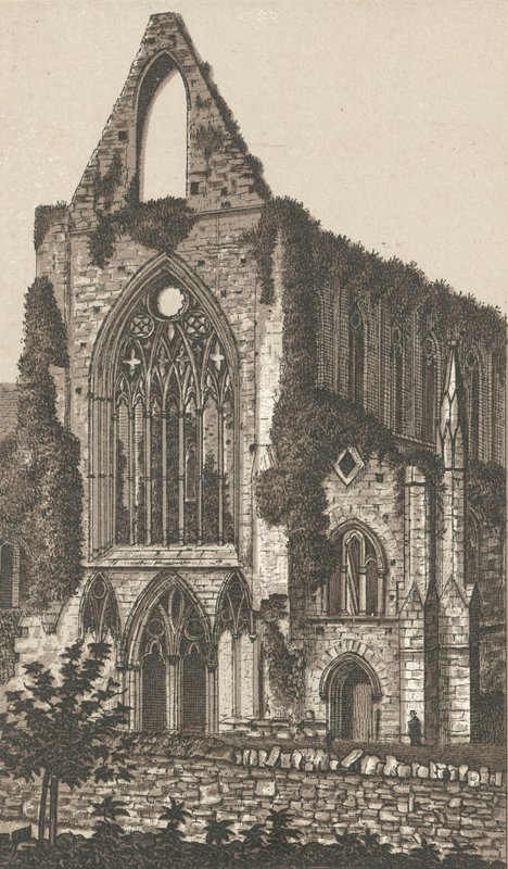 Tintern Abbey, vestfronten (litho) av English School