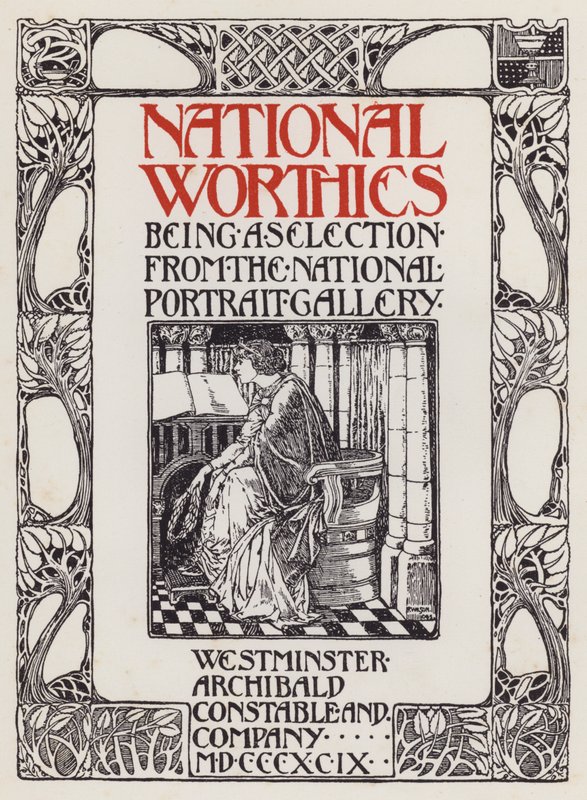 Tittelsideillustrasjon for National Worthies som et utvalg fra National Portrait Gallery av English School