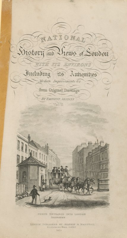 Tittelside for nasjonal historie og utsikt over London av English School