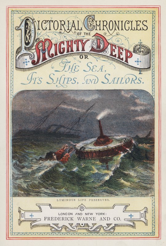 Tittelside for Pictorial Chronicles of the Mighty Deep (farget gravering) av English School