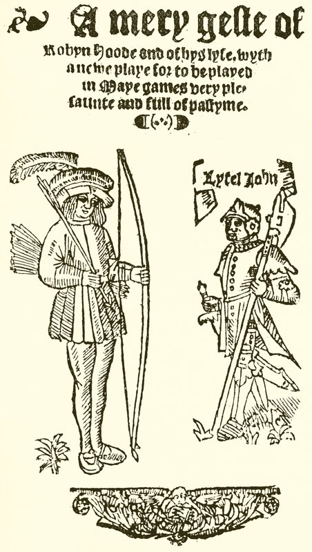 Tittelside til A Mery Geste of Robyn Hood, 1550 av English School