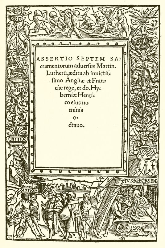 Tittelside til Henry VIIIs bok mot Luther av English School