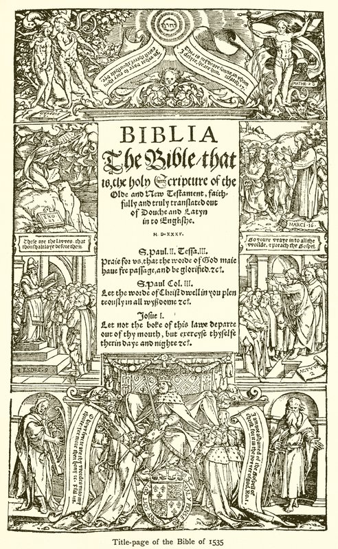 Tittelsiden til Bibelen fra 1535 av English School