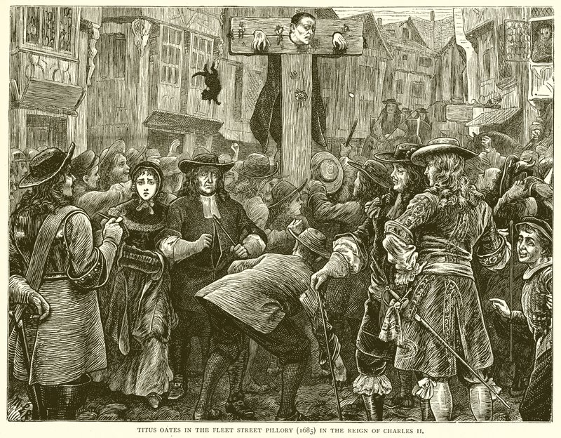 Titus Oates i Fleet Street Pillory (1685) under Charles IIs regjeringstid av English School