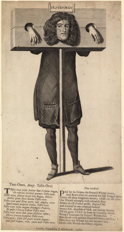 Titus Oates in the pillory, utgitt 1685 av English School