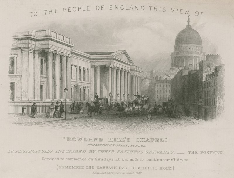 Til folket i England denne utsikten over Rowland Hills Chapel av English School