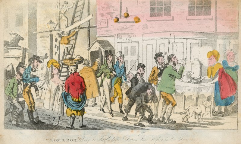 Tom og Bob tar en spasertur nedover Drury Lane klokken fem om morgenen av English School