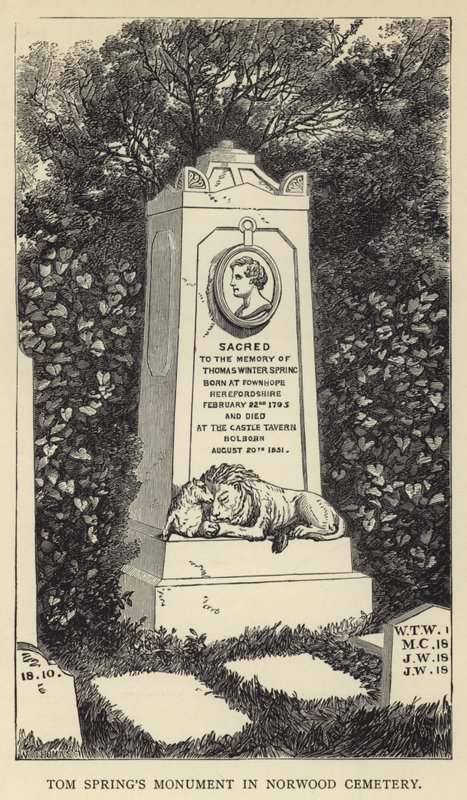 Tom Springs-monumentet på Norwood Cemetery av English School