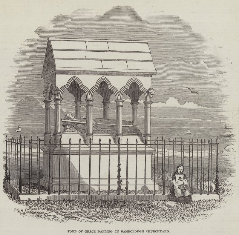 Graven til Grace Darling i Bamborough Churchyard (gravering) av English School