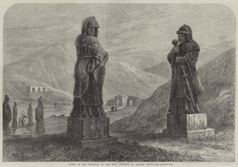 Gravene til keiserne fra Ming-dynastiet i Nankin, Kina (gravering) av English School