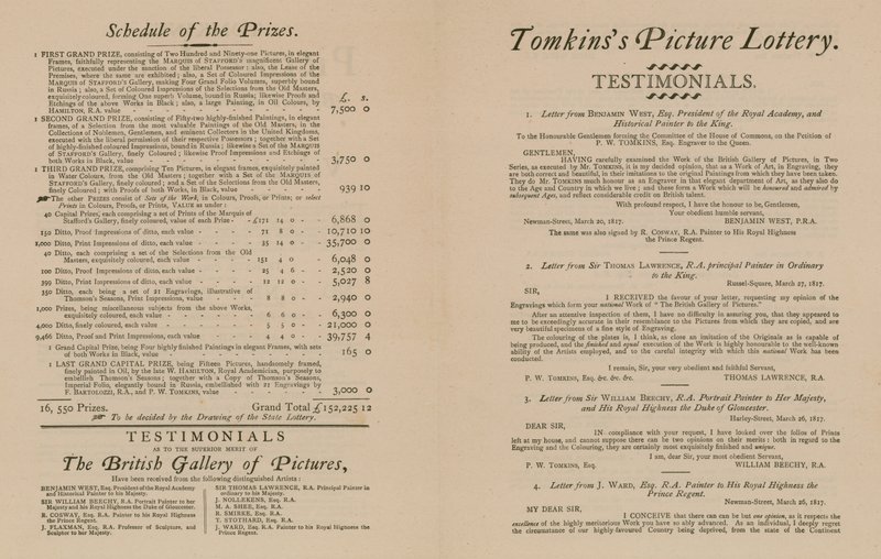 Tomkinss Picture Lottery fra British Gallery of Pictures av English School