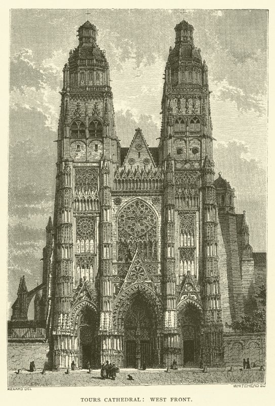 Tours katedral, vestfronten (gravering) av English School