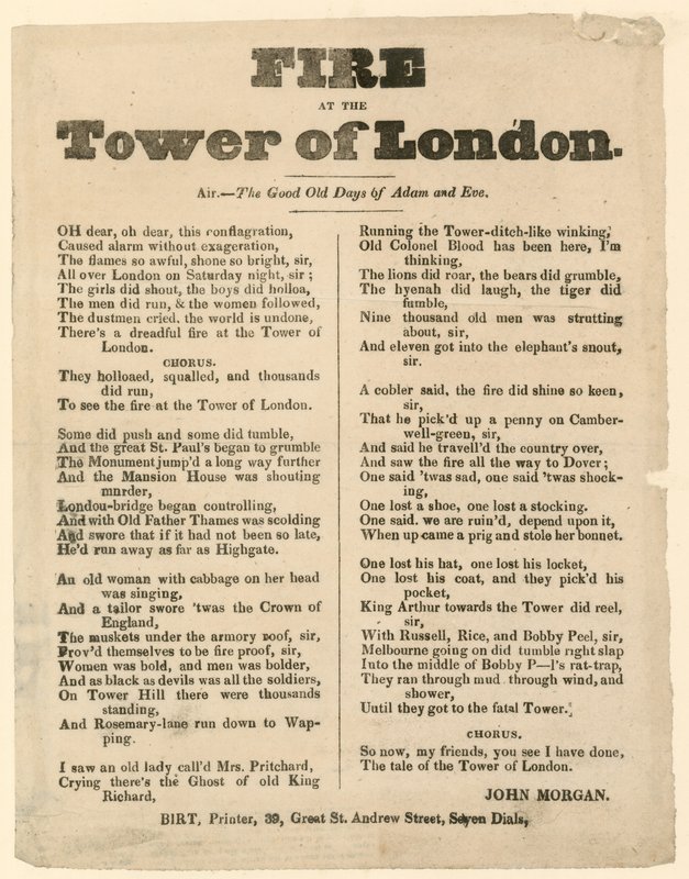 Tower of London Fire, 1841 av English School
