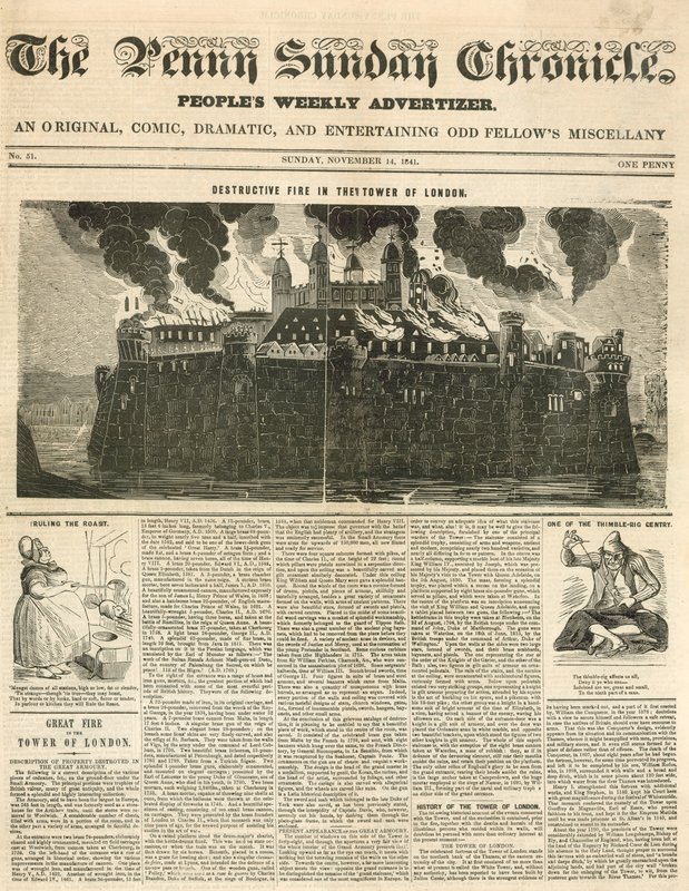 Tower of London Fire, 1841 av English School